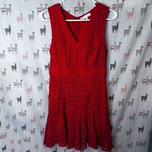 Anthropologie San & Soni Chrotchet Red midi dress size 6